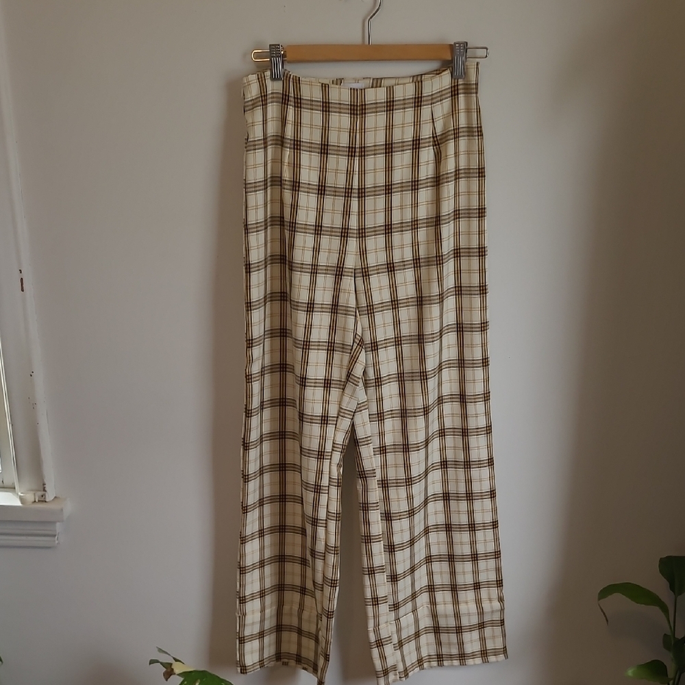 Plaid Wide-Leg Pants